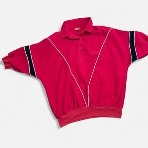 Retro Pink Polo Shirt with Navy Accents